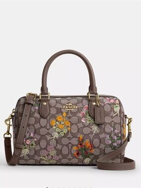 NWT Coach Rowan Satchel in Signature Jacquard & Floral Embroidery